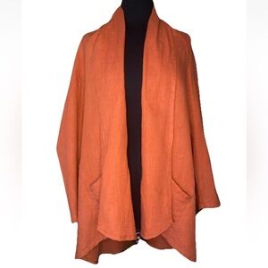 Isona Tokyo 100% Linen Kimono Jacket Orange Pockets OS